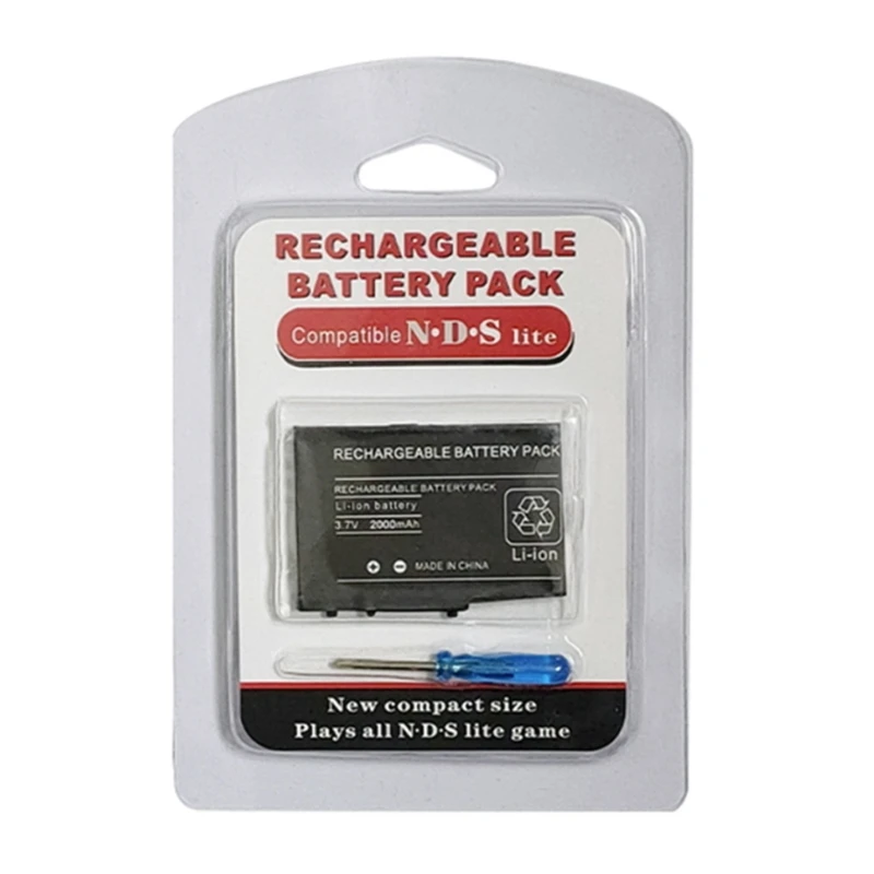 

3.7V 2000mAh Lithium Pack for NDS Lite Gamepad Console Rechargeable Replacement with Screwdriver