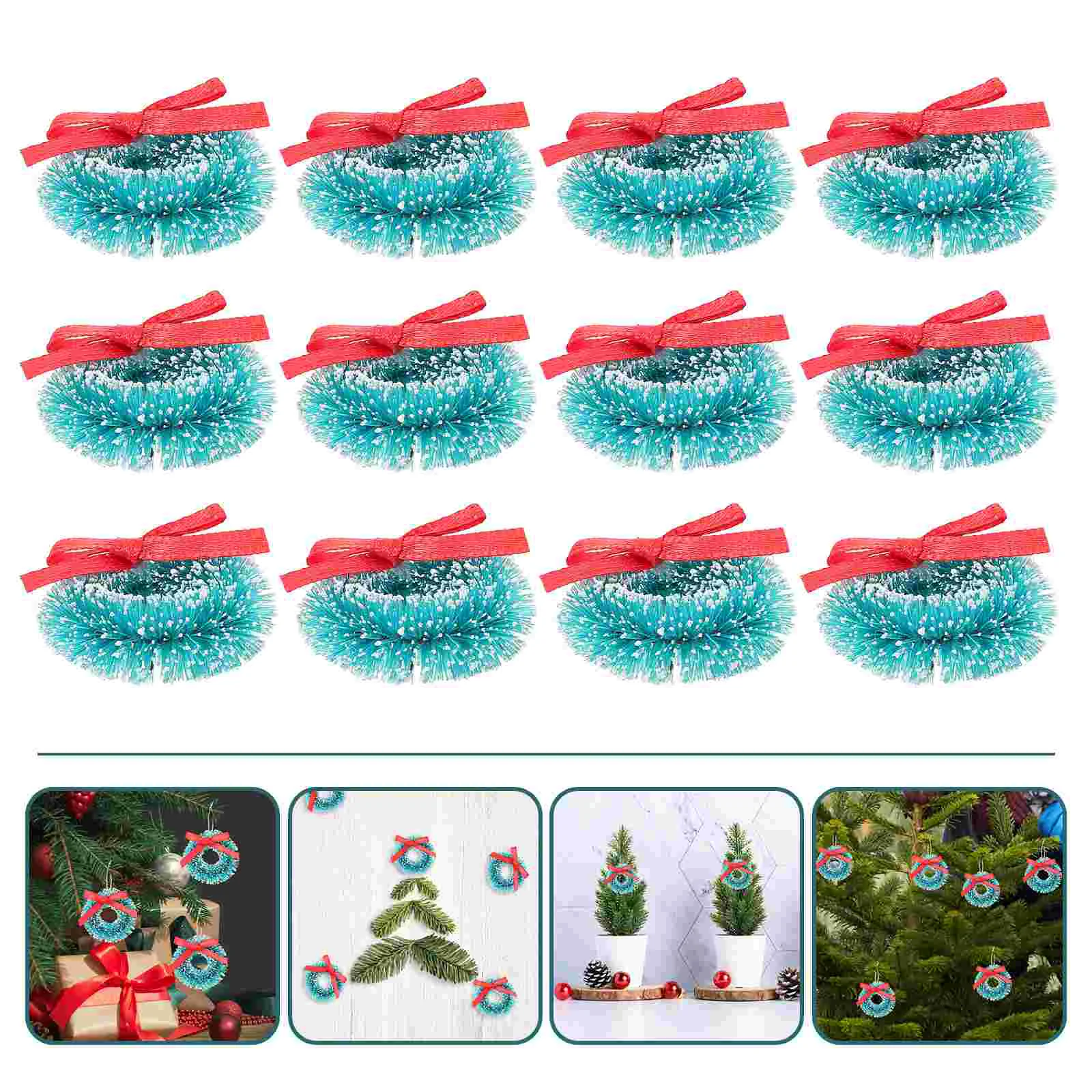 

12pcs Artificial Wreaths Mini Pendants Christmas Decorative Garlands Decors