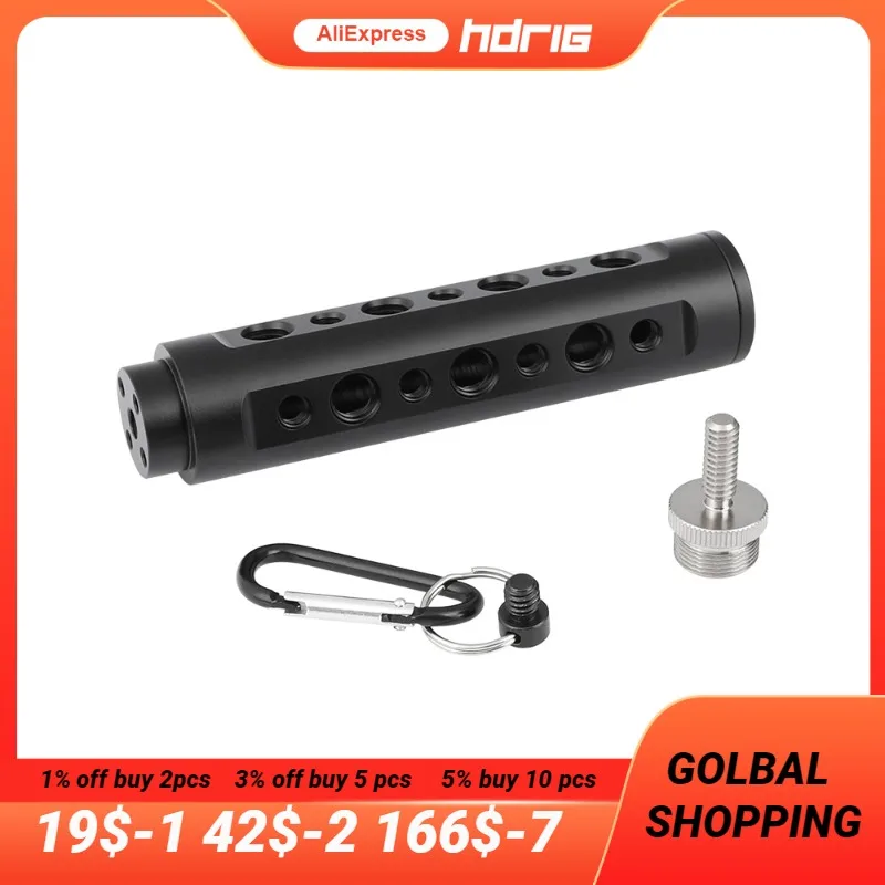 

HDRIG Aluminum Cheese Handle Grip Stabilizer with 5/8"-27 Male Thread for DSLR Camera Cage Accessory Microphone Flashlight