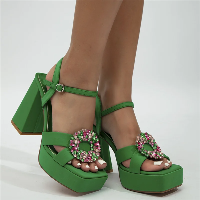 

Женские босоножки на платформе и квадратном каблуке, с ремешком вокруг щиколотки