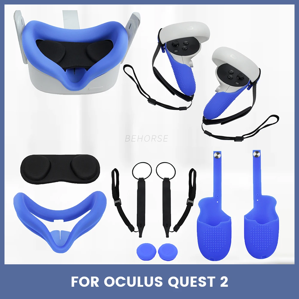 

Набор силиконовых аксессуаров для очков виртуальной реальности с крышкой для объектива для Oculus Quest 2, Накладка для глаз, сенсорная ручка, чех...