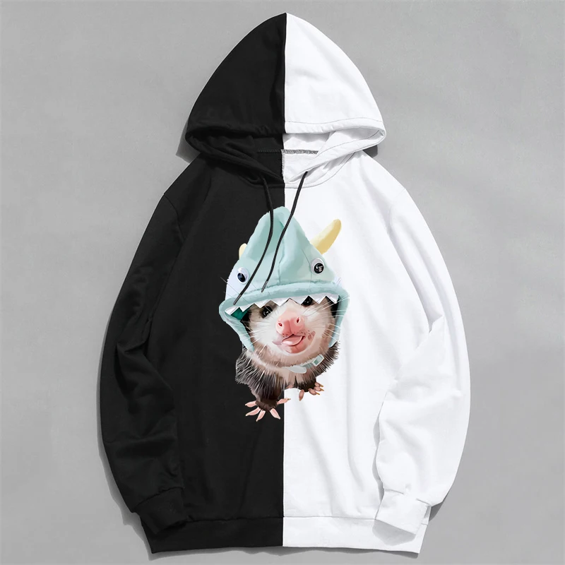 

Kawaii Opossum Men's Sweatshirt Fleece Casual Hoodies Hight Street Hoodies Vintage Clothes Cute Shark Cap Opossum Women Hoody