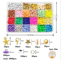 flat round polymer clay spacer beads kit charms lobster clasp beads for jewelry making diy bracelets earring box set accessories