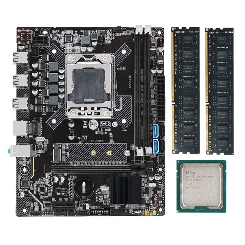 X79 Motherboard Set Kit LGA 1356 With Xeon E5 2420 V2 CPU 8GB(2X4GB) DDR3 Ecc Reg Ram Nvme M.2 Sdd Mico-Atx E5-V304