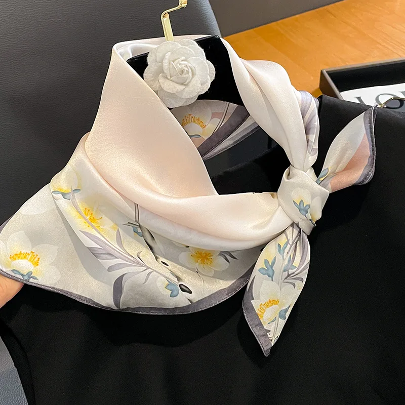 

Модный 100% натуральный шелк, квадратный атласный шарф для женщин, шаль с принтом, фуляр, хиджаб, бандана, шея, сумка для девушек, запястье, шарф