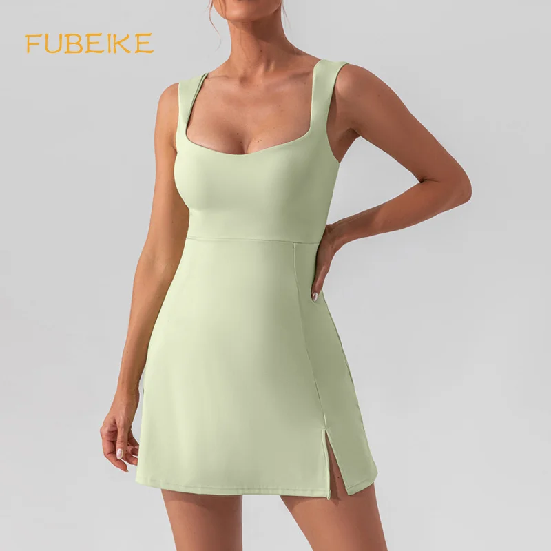 FUBEIKE модная сексуальная слинговая однотонная юбка для йоги и тенниса легкая