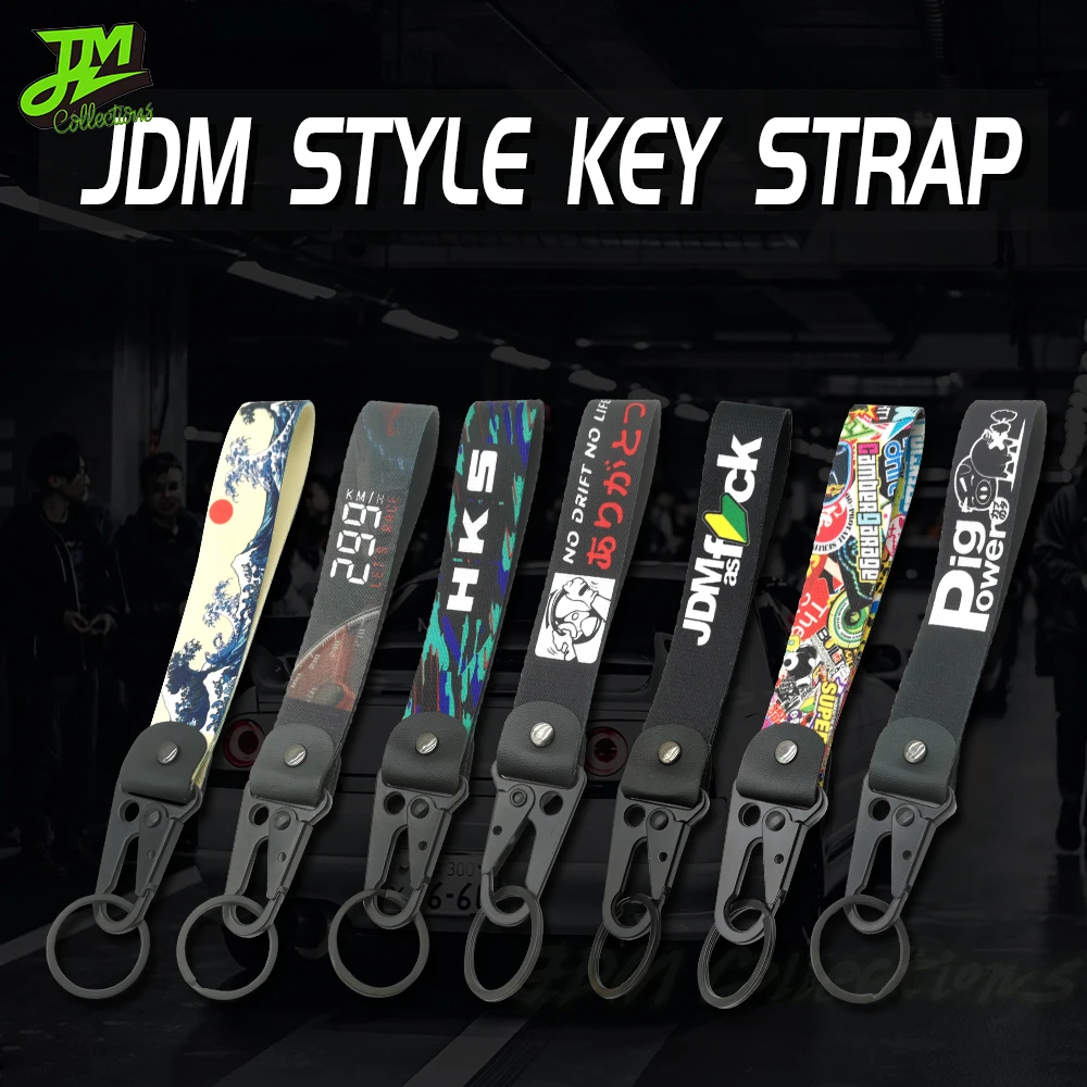 

2022 New Car Key Strap JDM Racing Japan Style Motorcycle Keychain Keyring Key Tag For HKS Auto Motorcycle Key Holder Accessories