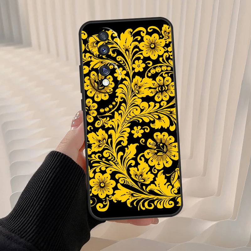 Фото Чехол с русским цветочным узором в стиле Хоклама для Honor Magic 8 7 6 Lite, Honor Win RT 90 70 50 400 200 Pro X8c X8b X9a X9b X9c X9d №3