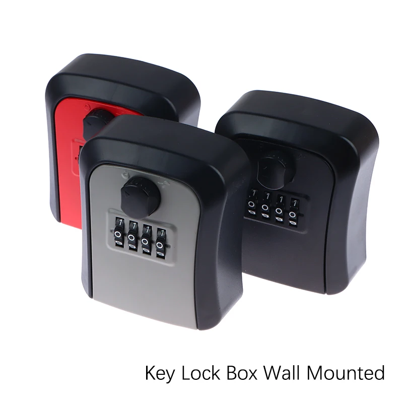 

Key Lock Box Wall Mounted Zinc Alloy Key Safe Box Weatherproof 4 Digit Combination Key Storage Security Lock Box Indoor Outdoor