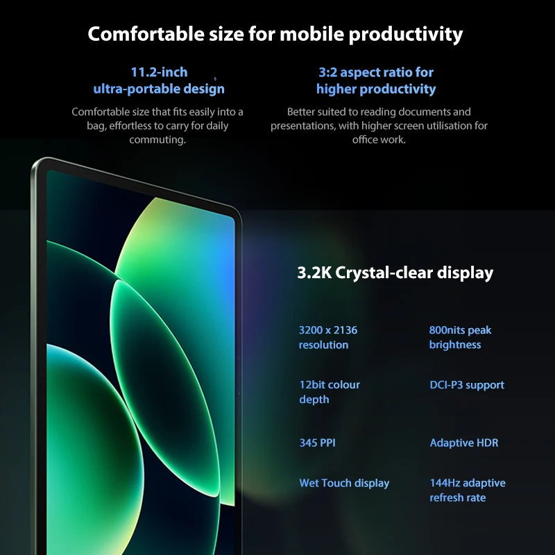 Планшет Xiaomi Pad 8 Pro Global Version 11.2 дюйма Snapdragon ®   Чип 8s Elite, аккумулятор 9200 мАч, Xiaomi HyperOS 3, дисплей 3.2K с высокой четкостью изображения (art.: 3920d937dcb04) - 3920d937dcb04