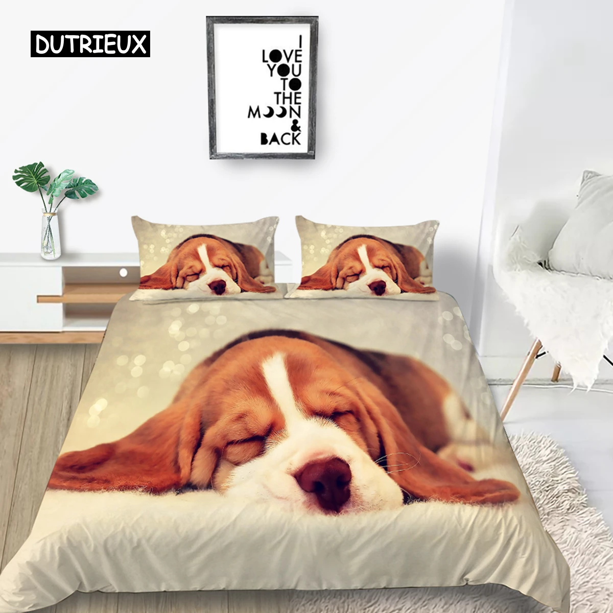 

Animal Dog Bedding Sets 3D Cute Dog Fashion Duvet Cover Queen King Twin Lovely Pet Dog for Kid Adults Children Room Decoration