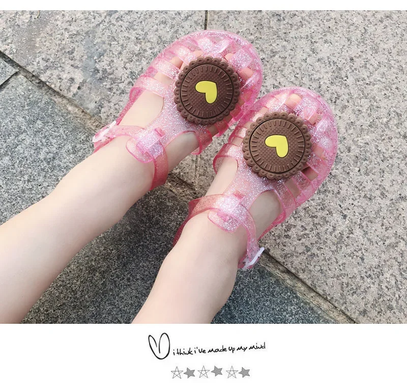 Детские Модные Сандалии С Рисунком Печенья Дышащая Прозрачная Пляжная Обувь Для