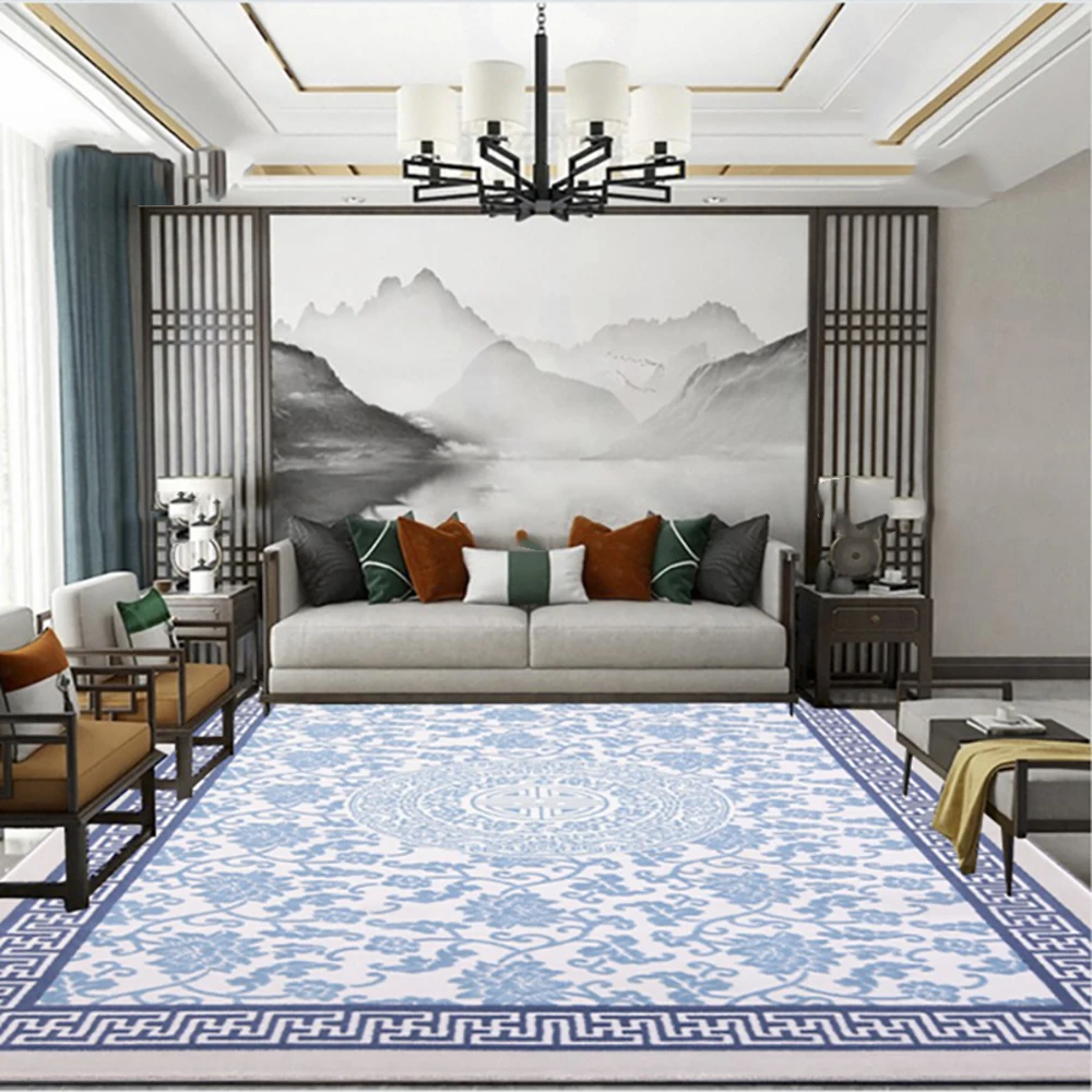 

Chinese Style Carpet Living Room Sofa Coffee Table Large Area Carpets Home Non-slip Anti-fouling Floor Mat Bedroom Bedside Rugs