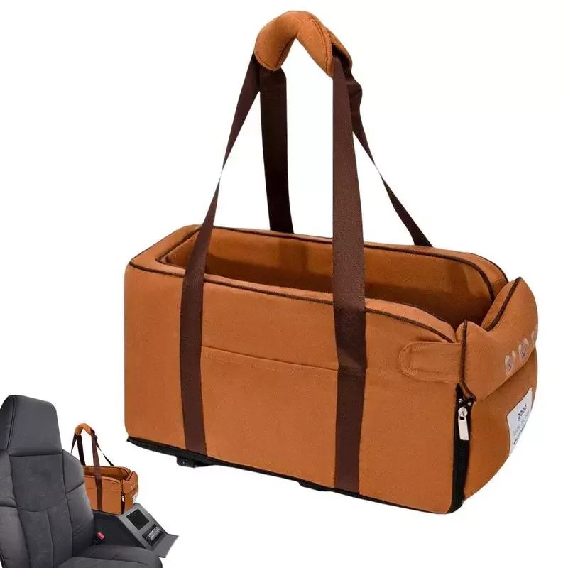 

2023NEW Pet Car Booster Seat Middle Armrest Doggy Travel Bed Front Carseats Carrier Bag Removable Washable Cover Dog Car Safety