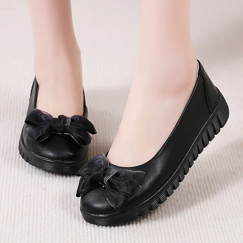 

Women PU Leather Shoes Female Flats 2023 Fashion Comfortable non-slip wear-resistant Shoes Womans Flats Mom Leather Loafers