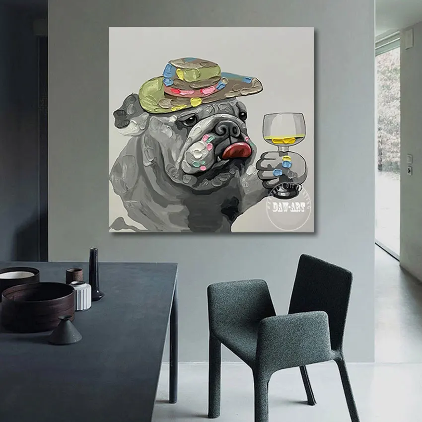 

Lovely Pet Dog Canvas Wall Picture Art Unframed Pure Hand-painted Abstract Animal Oil Painting Living Room Decoration Artwork