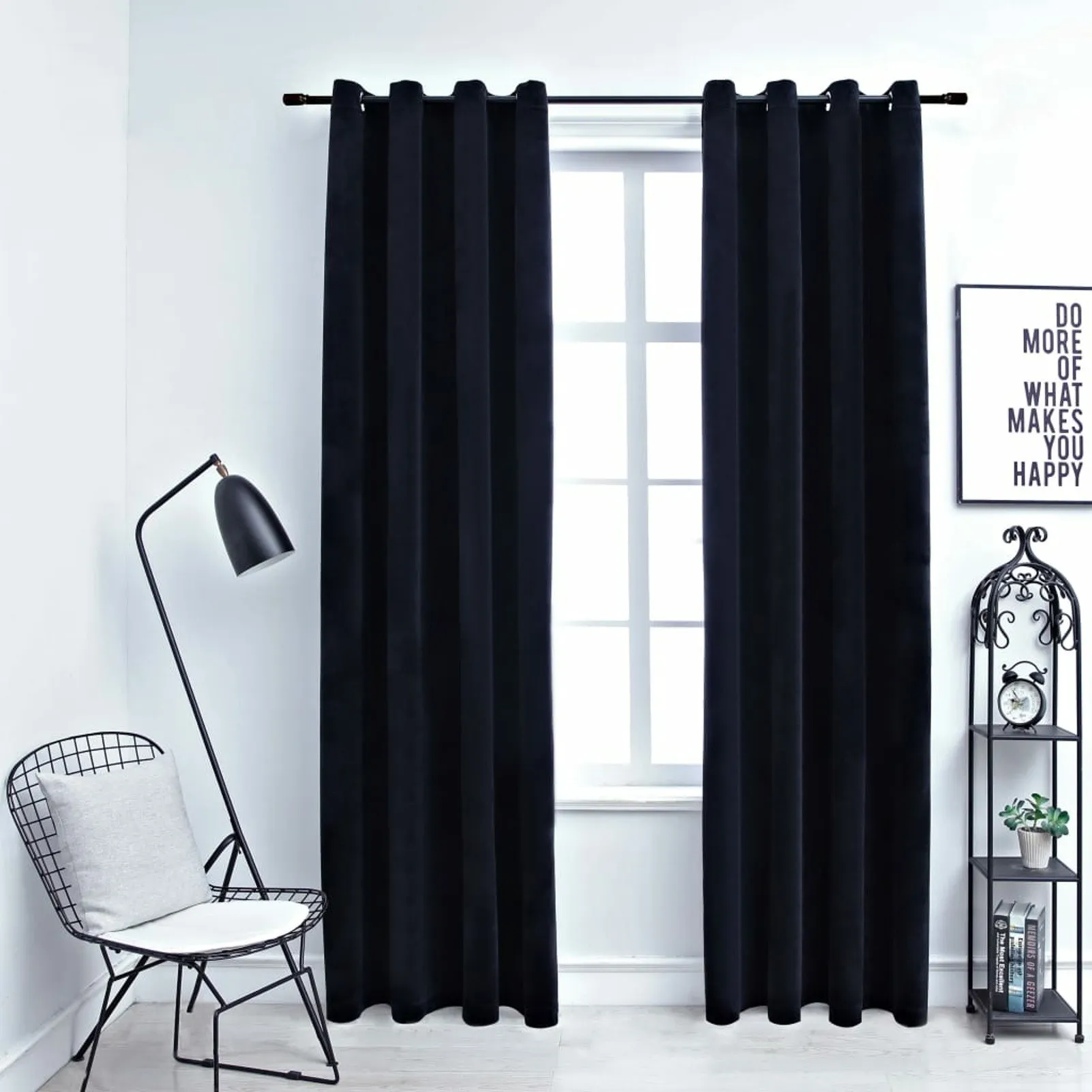 

Blackout Curtains with Rings 2 pcs Black 54"x63" Velvet