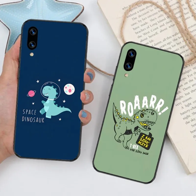 

Cartoon Cute Dinosaur Phone Case for Huawei Mate 40 30 20 10 Pro Lite Nova 9 8 5T Y7p Y7 Black Soft Cover Funda Shell