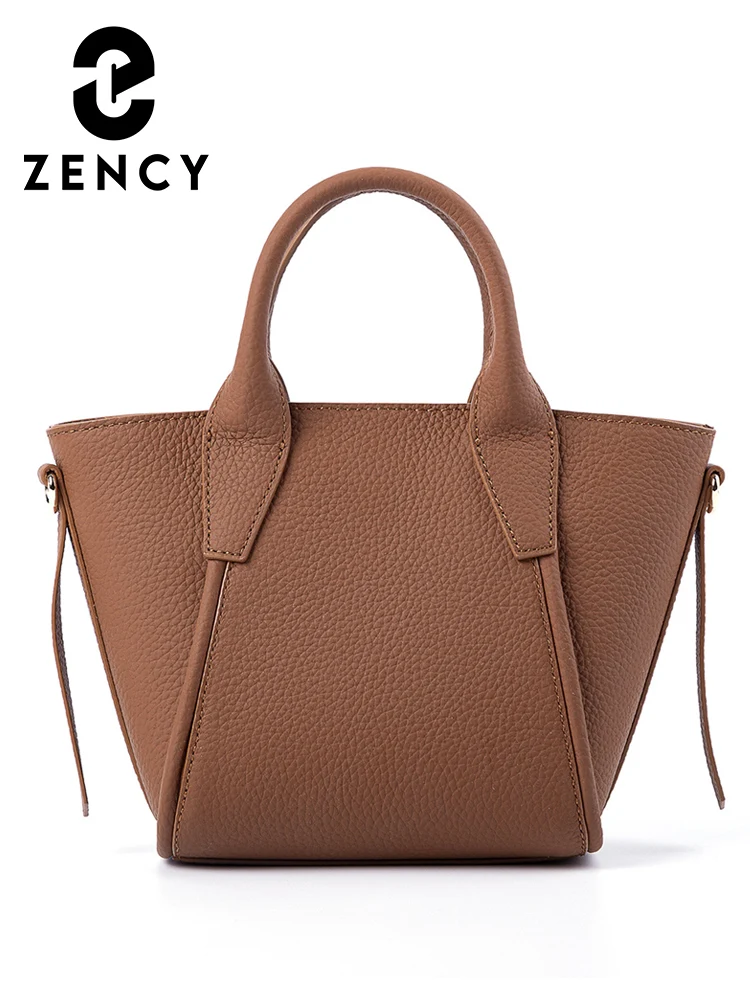 Zency Genuine Leather 2022 New Luxury Brand Tote Bag Women Vintage Hobos Handbag Designer Trapeze Crossbody Bags Female Shoulder