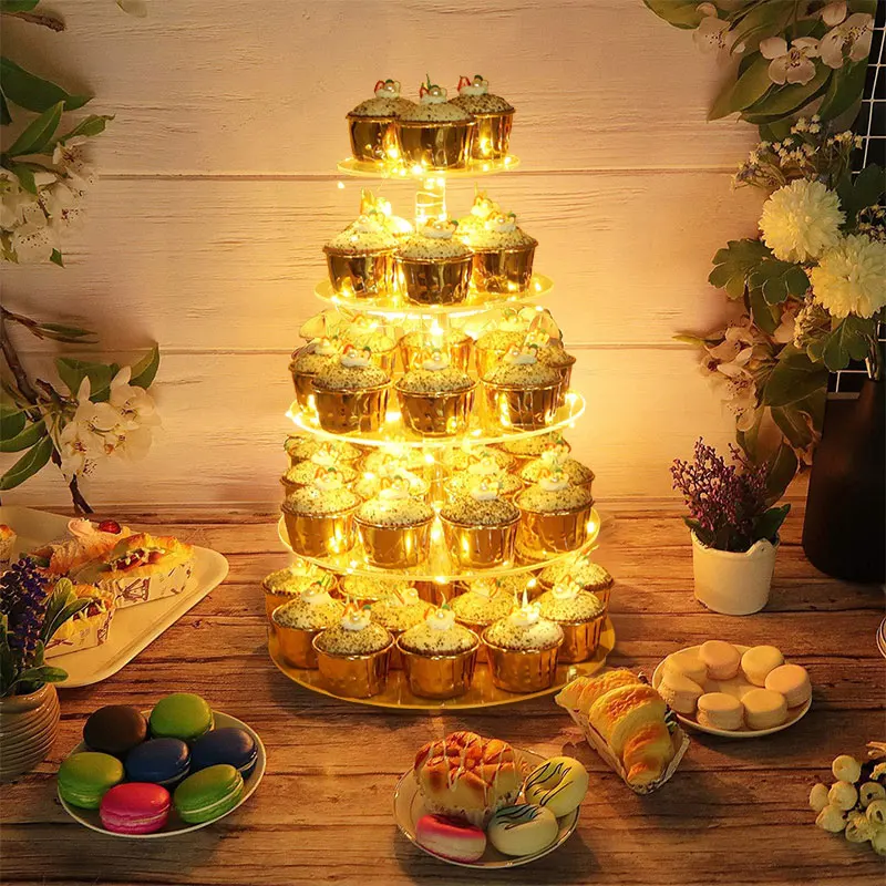 

4/5 Tier Cake Holder Transparent Round Acrylic Cupcake Cake Stand Assemble Disassemble Wedding Birthday Party Decoration Stands
