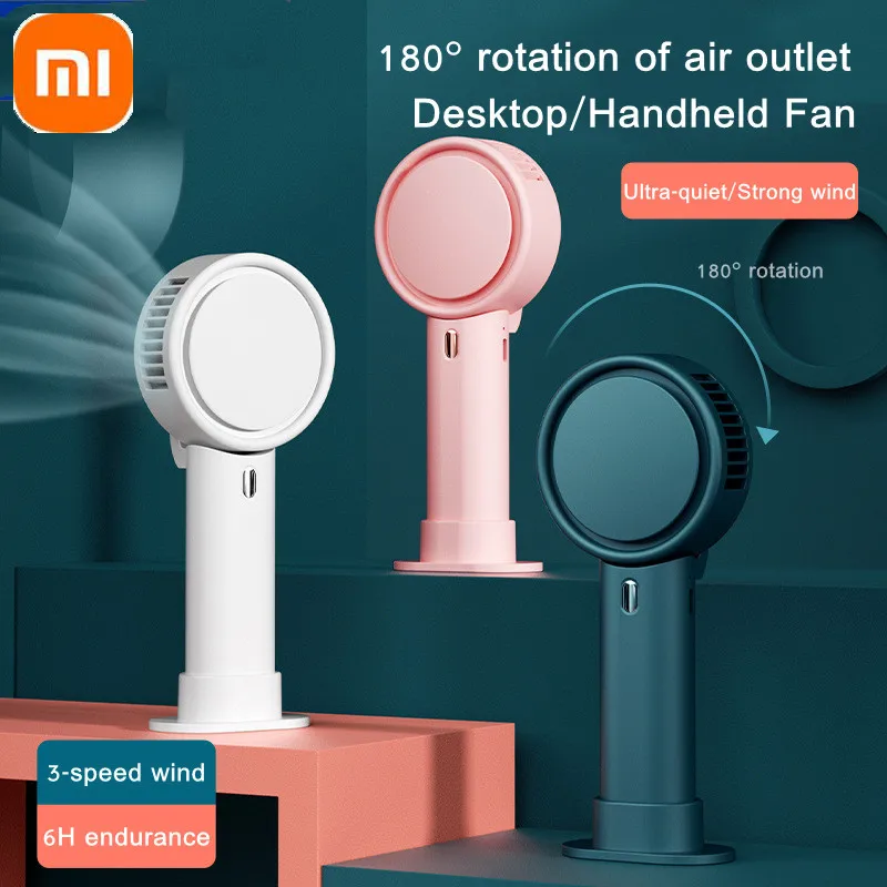 

XIAOMI 2023 Mini Fan Handheld Desktop 1200mAh Portable Chargeable Ventilator 3-gear Wind Adjustable 180° Rotation for Summer