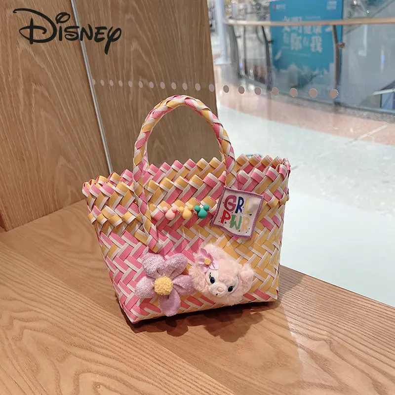 Disney's New Vegetable Basket Fashion High Quality Woven Women's Bag Popular Cartoon Versatile Large Capacity Women's Handbag