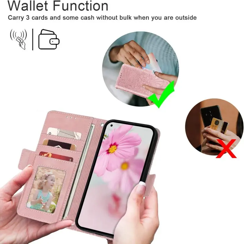for Moto G Power 2022 Wallet Case,Mandala Floral  Folio Flip Wristlet Shockproof Protective ID Credit Card Slots Holder Phone Co