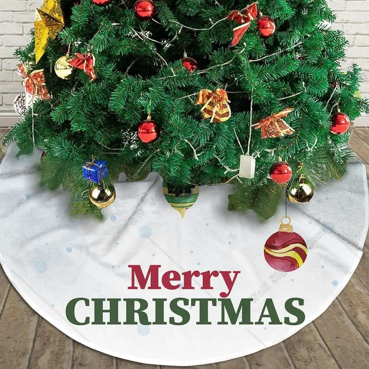 Уютная синяя юбка на рождественскую елку в виде снежинки ягод с зимними шариками