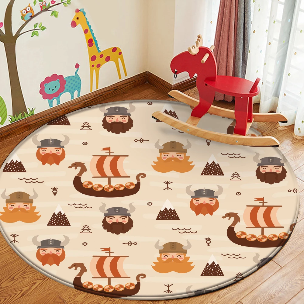 

Декоративный ковер, Мультяшные пиратские коврики с рисунком, круглый ковер для гостиной, напольный коврик, фланелевый нескользящий коврик ...