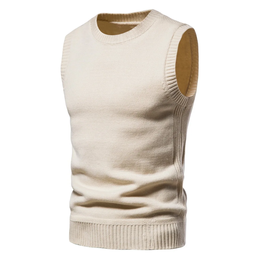 

2022 Men's Knitted Vest Autumn/winter New Solid Color Simple Thickened Men's Knitted Vest