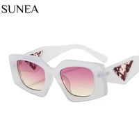 fashion women square sunglasses shades uv400 vintage polygonal small frame eyewear men gradient brown clear lens sun glasses