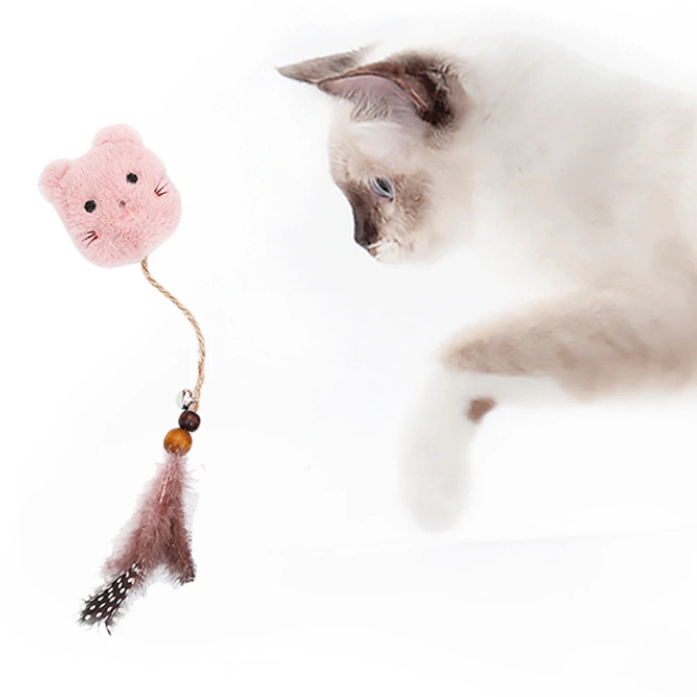 

Pets Cat Supplies Funny Cat Interactive Toys Fashion Creative Cute Plush Toys For Cats Feather Ball Cat Chew Teeth Cleaning Toys