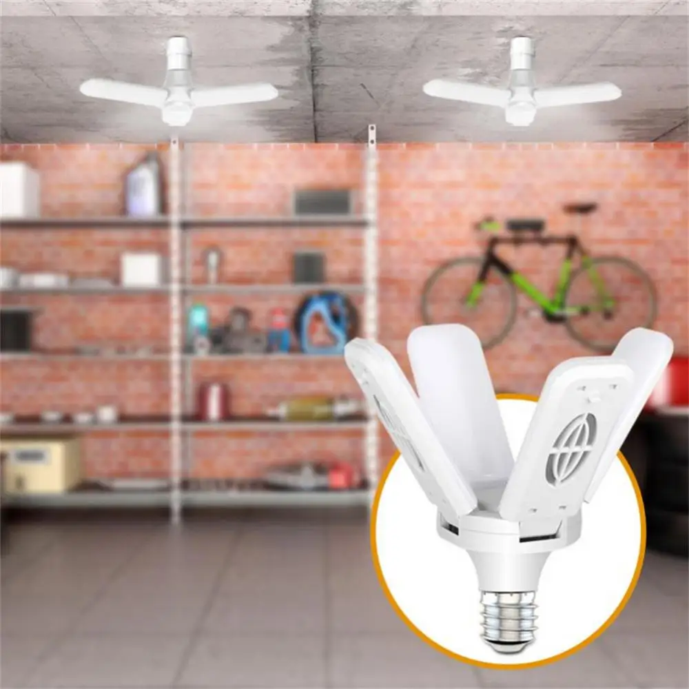 

LED Bulb Fan Blade Timing Lamp 360°Foldable Led Industrial Light Bulb Lamp For Home Ceiling Light Garage Light With Remote