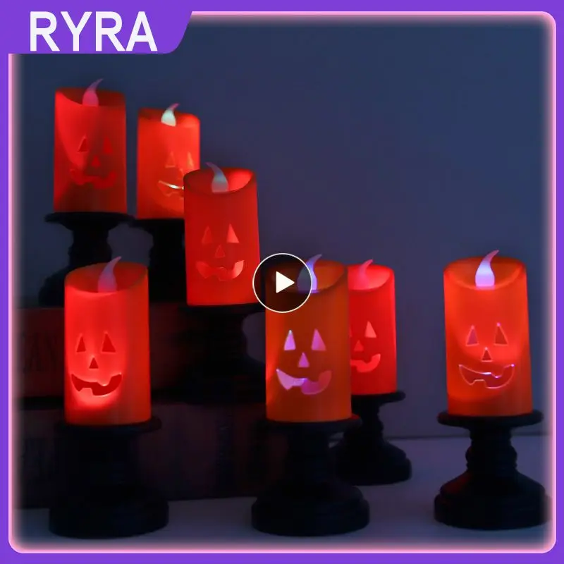 

Halloween Candle Lights LED Colorful Candlestick Lamp Ghost Festival Decoration Pumpkin Light Halloween Party Decor Horror Props