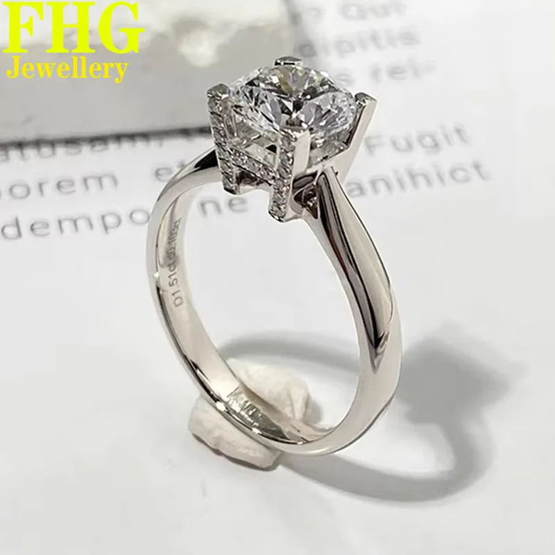 1 2 3 4 5 Carat Pt950 White Gold Ring Round shape moissanite Diamonds Women Wedding Party Engagement Classic Trendy