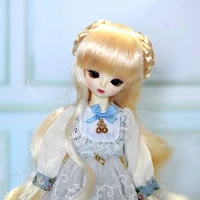 doll wig 13 14 bjdsd golden double braid circle long curly hair dress up diy play house girl toys kid children gift