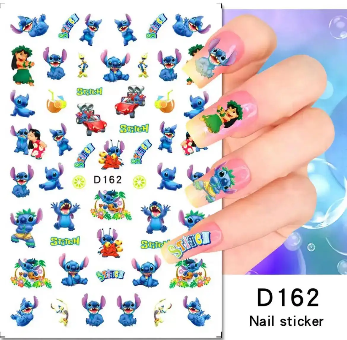 

1PCS Disney Anime Stitch Nail Art Stickers 3D Cartoon Animation Mickey Mouse Nails Accesories Kawaii Donald Duck Nail Supplies