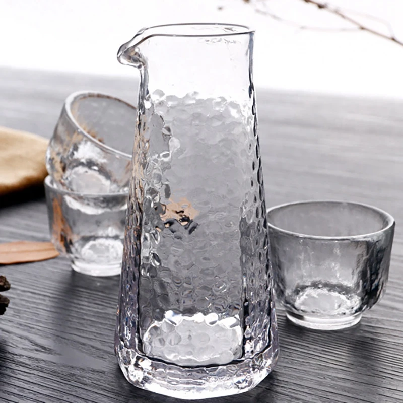 4 шт. прозрачного японского кувшина для сака один кувшин три стакана набор стекла