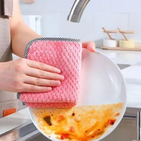 5pcs non stick oil kitchen rag thickened absorbent scouring pad table cleaning cloth kitchen daily dish towel cleaning supplies