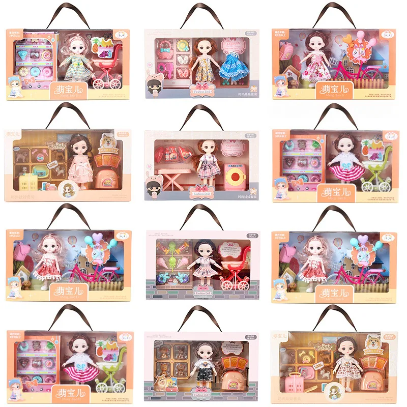 Play House Set Box Children Gift Girl Toy Princess Doll Set 16cm Bjd Doll Gift Box