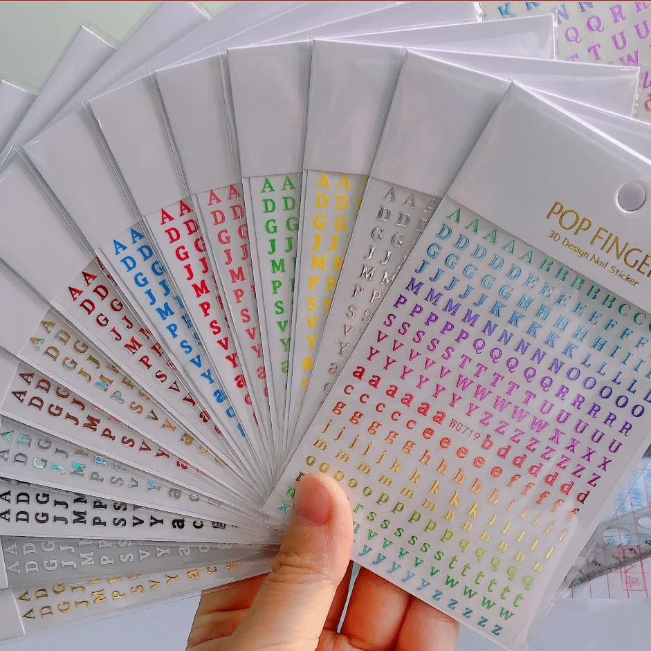 

Set Colorful 26 Alphabets Nails Sticker DIY Manicure Adhesive Decal English Letter Nail Art Decorations Alphabet Sticker
