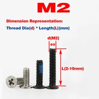 m2 thin flat head with glue to prevent loosening of laptop mobile phone screws