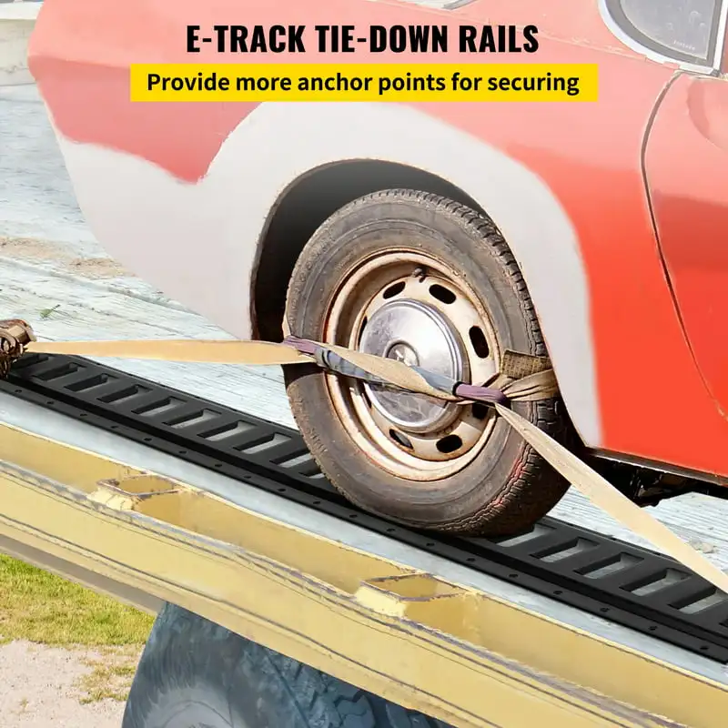 

Tie-Down Rail, 4Pcs 5ft Steel Rails w/ Standard 1"x2.5" Slots, Compatible with O and D Rings & Tie-Offs and Ratchet Straps & Hoo