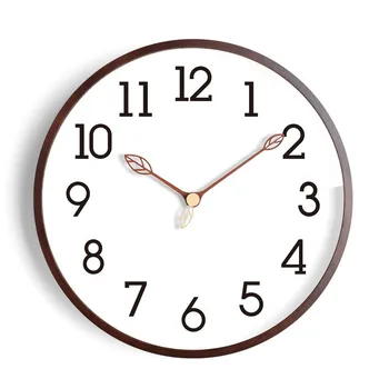 Fashionable Nordic wall clock modern personality solid wood clock living room household simple clock silent hanging wall