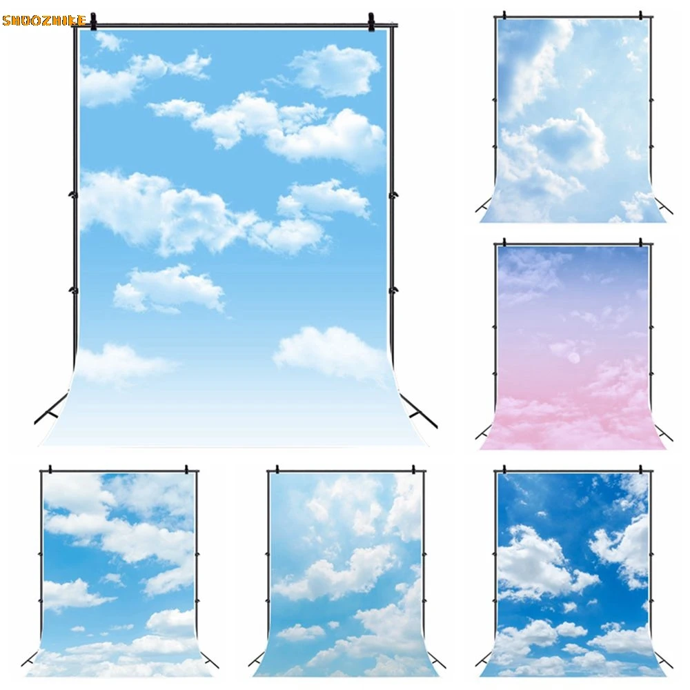 Фотофон муслин голубой небо белые облака SHUOZHIKE | AliExpress