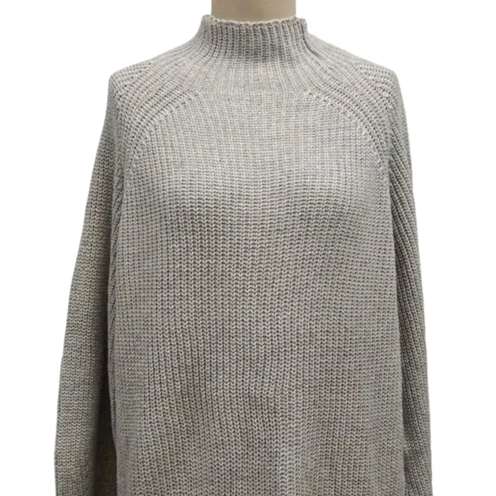 Сплошное цветное платье-свитер с высоким воротником реглан длинным рукавом