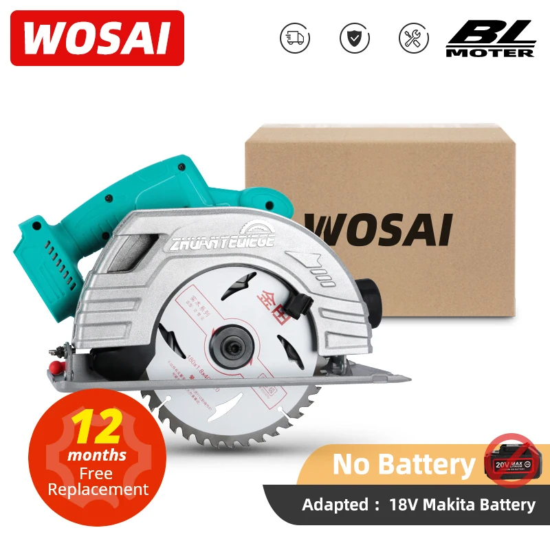 WOSAI Brushless Circular Electric Saw MT-Series 20V 7 inch Blade Cordless Circular Saw Woodworking Cutting Sawing Machine Tools