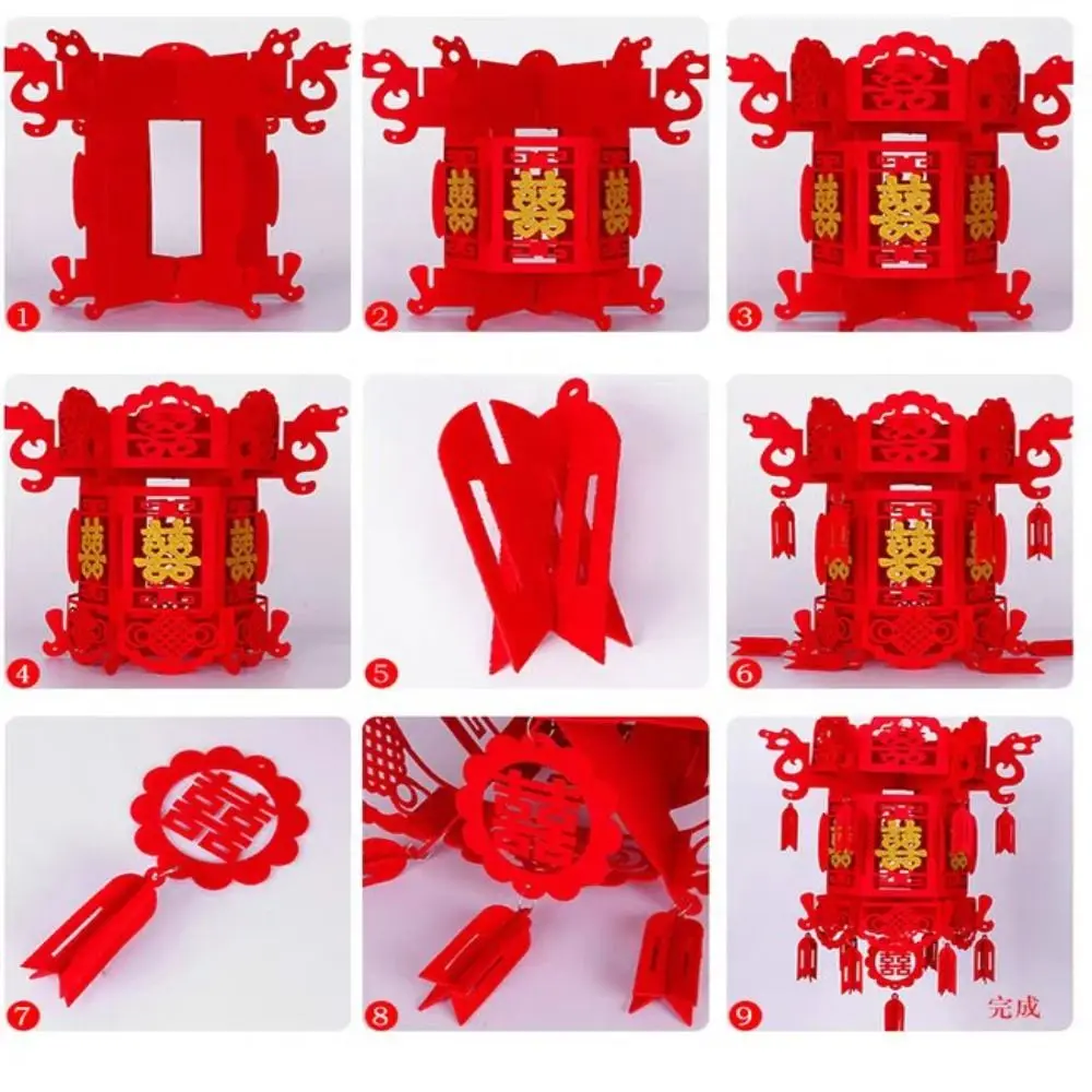DIY Китайский Новогодний Фонарь Фу Персонаж Красные Подвесные Украшения Для