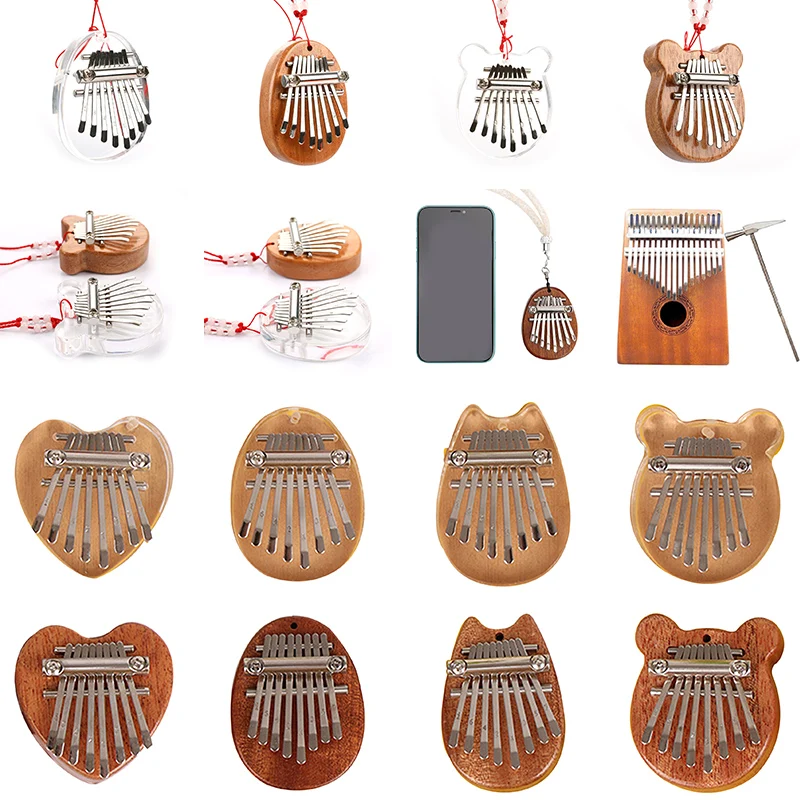 

Миниатюрное пианино Kalimba, 8 клавиш, большой звук, подвеска на африканский палец, Подарочная клавиатура, музыкальный инструмент, креативная М...