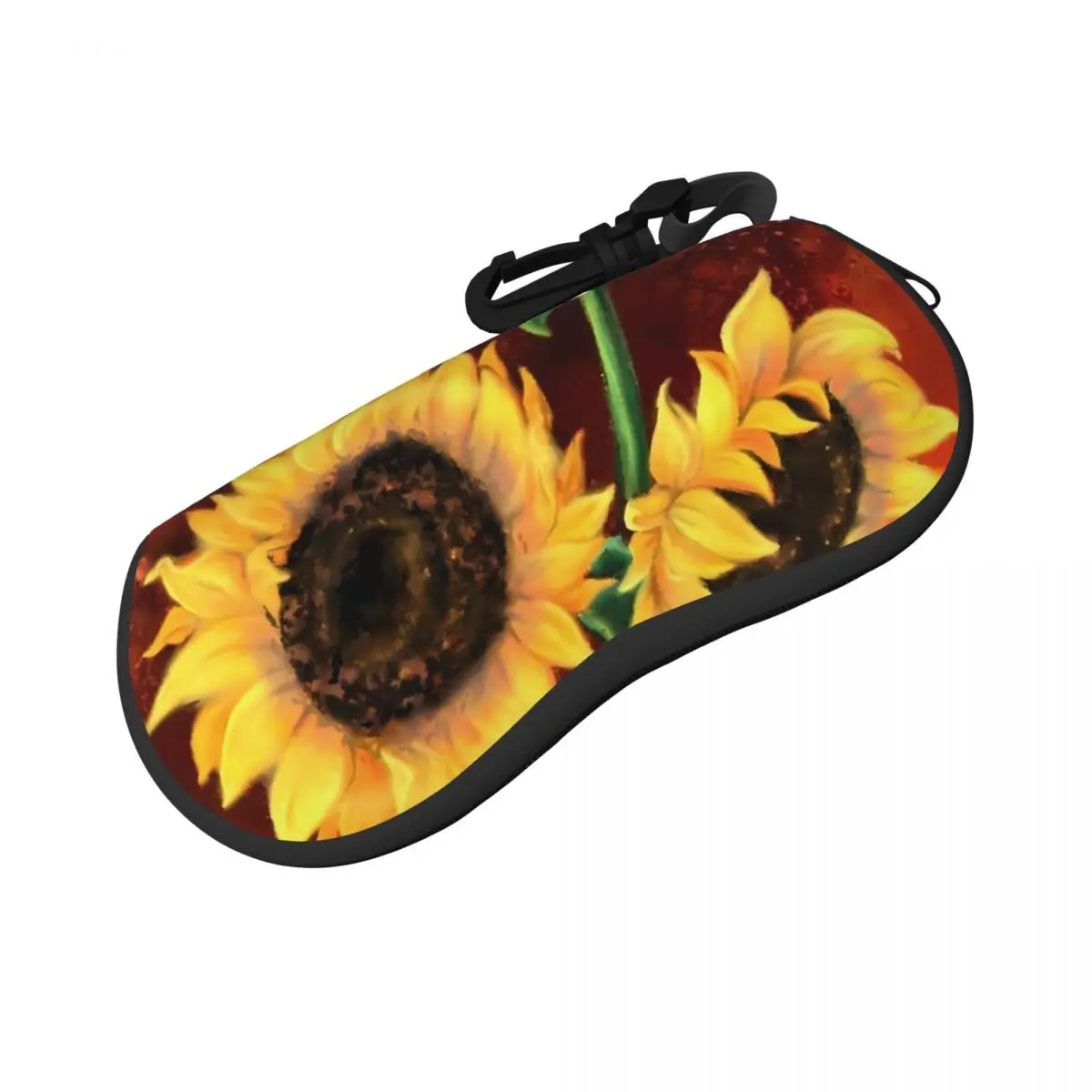 

Nature Sunflower Glasses Case Cover Yellow Flower Print Sunglasses Pouch Fashion Key Chain Eyewear Storage Eyeglass Cases Cover